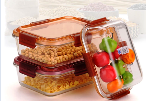 Taper Vidrio Pyrex Rectangular Tapa Hermética