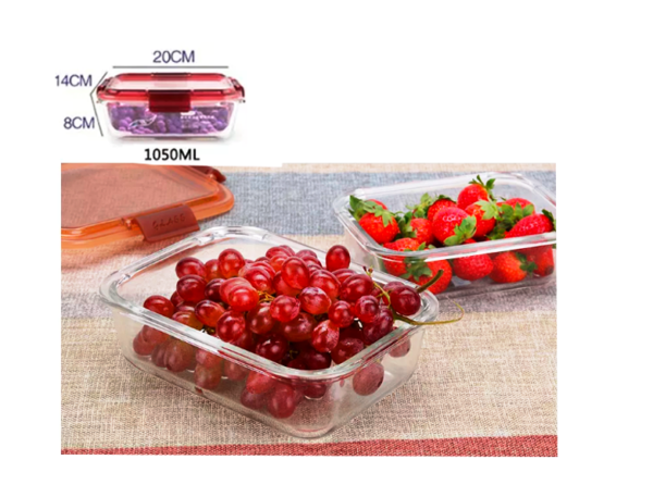 Taper Vidrio Pyrex Rectangular Tapa Hermética - Imagen 4