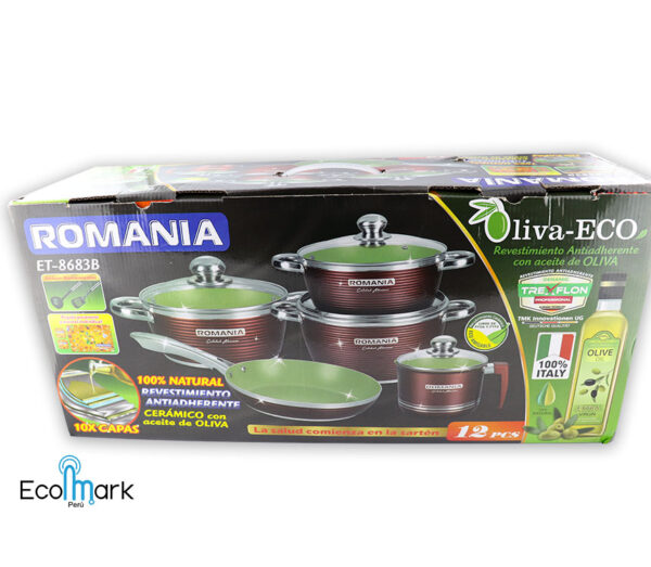 Set de Ollas Cerámico Antiadherente Romania 11Pc - Imagen 2