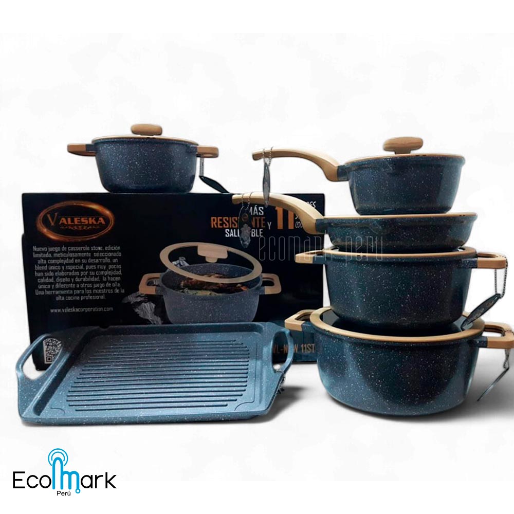 Set de Ollas VALESKA Roca Volcánica 11 Pc