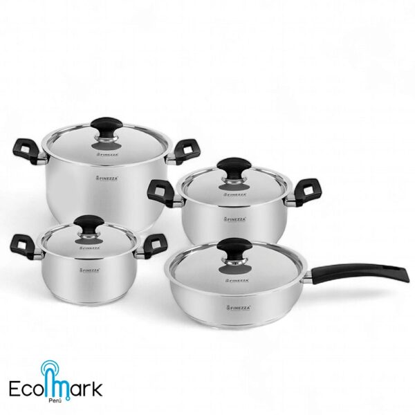 Set de Ollas Acero Inoxidable 18/10 Finezza 8 Piezas