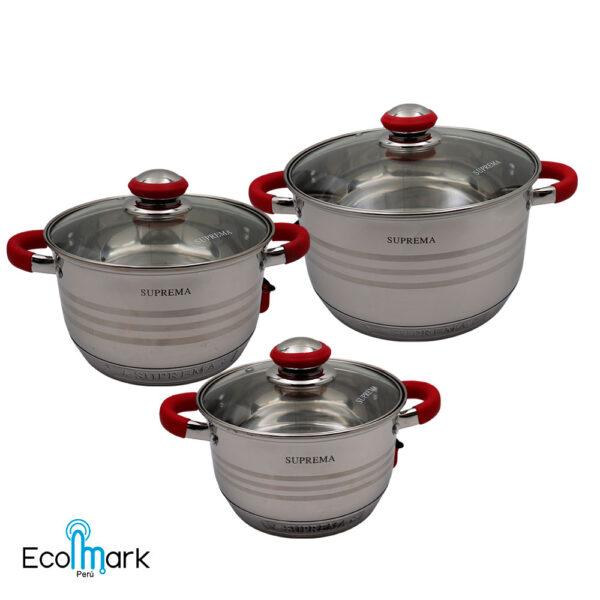 Set de Ollas Acero Inoxidable Suprema 06Pc