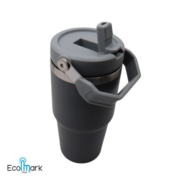 Termo Botella Acero Inoxidable 304 con Asa 600 ml Gris - Imagen 2