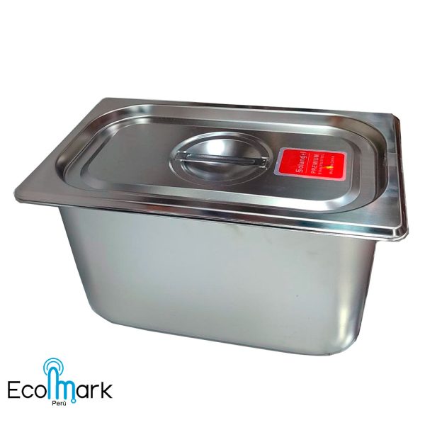 Bandeja Gastronómica con Tapa Acero Inoxidable 26.5×16x15cm