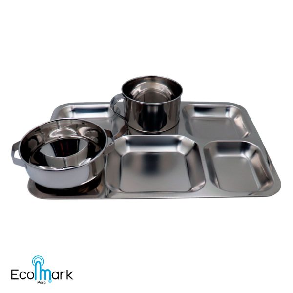 Set Charola Gamela 6 Compartimientos más Taza y Tazón