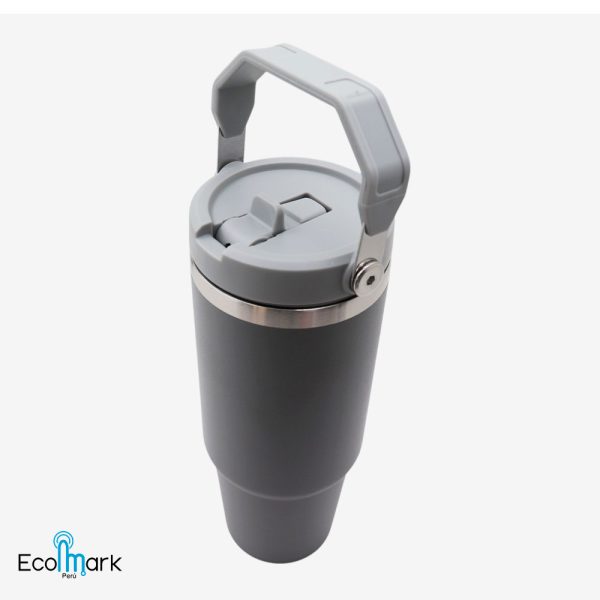 Termo Botella Acero Inoxidable 304 con Asa 900 ml Gris - Imagen 2