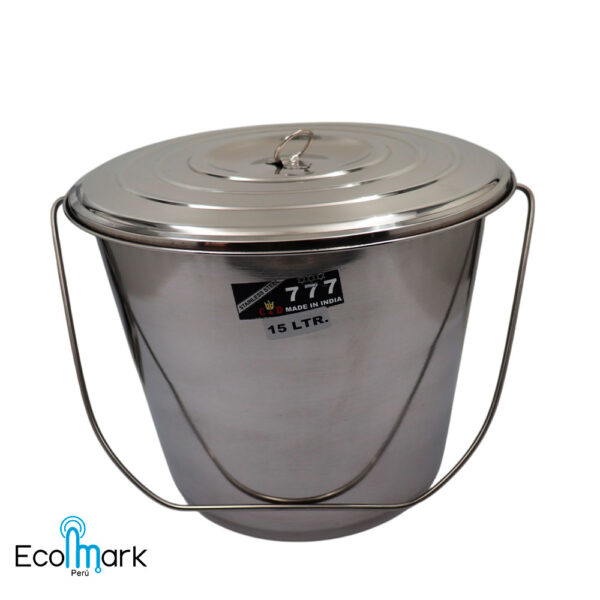 Balde Acero Inoxidable con Tapa 15 Litros Modelo 777
