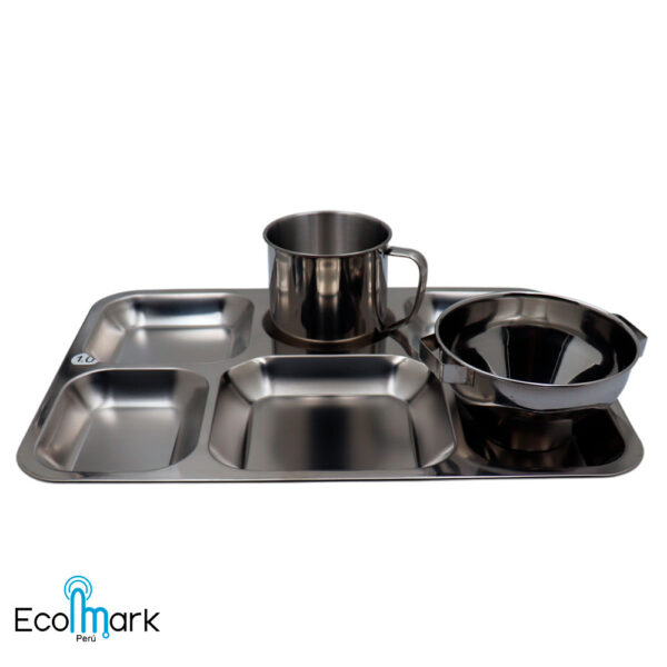 Set Charola Gamela 6 Compartimientos más Taza y Tazón